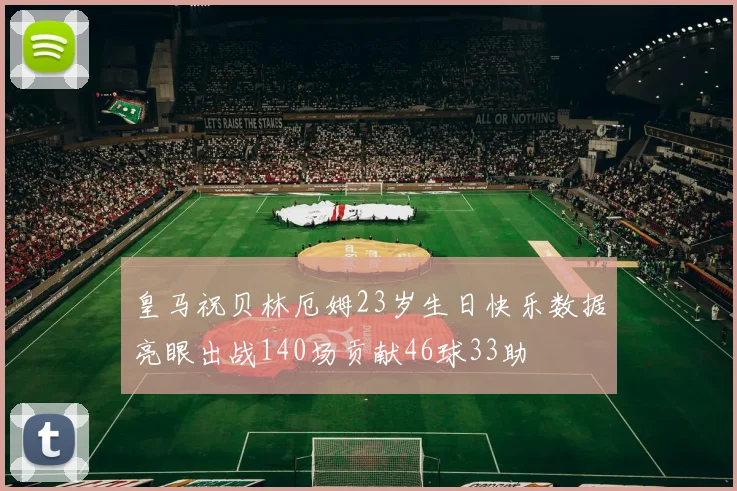 皇马祝贝林厄姆23岁生日快乐数据亮眼出战140场贡献46球33助